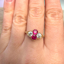 Load image into Gallery viewer, Ruby &amp; Diamond Cluster Ring – 18ct Gold, Size M
