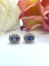 Load image into Gallery viewer, Tanzanite and Diamond Earrings Set in 18ct Yellow Gold
