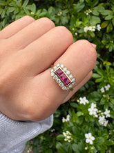 Load image into Gallery viewer, Vintage Ruby &amp; Diamond Ring in 18ct Yellow Gold
