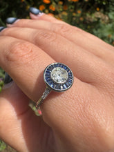 Load image into Gallery viewer, Vintage Diamond &amp; Sapphire Halo Ring
