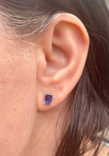 Load image into Gallery viewer, Ceylon Blue Sapphire Stud Earrings in Platinum

