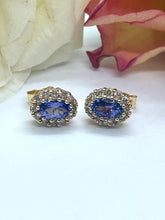 Load image into Gallery viewer, Tanzanite and Diamond Earrings Set in 18ct Yellow Gold
