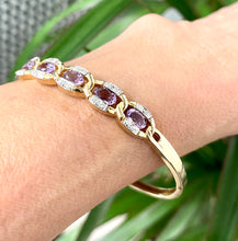 Load image into Gallery viewer, Amethyst and Diamond Bangle in 9ct Yellow Gold
