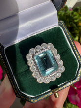 Load image into Gallery viewer, Platinum Aquamarine &amp; Diamond Statement Ring
