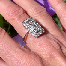 Load image into Gallery viewer, Vintage Art Deco Old Cut Diamond Plaque Ring in Platinum
