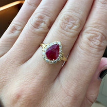 Load image into Gallery viewer, Ruby and Diamond Halo Ring
