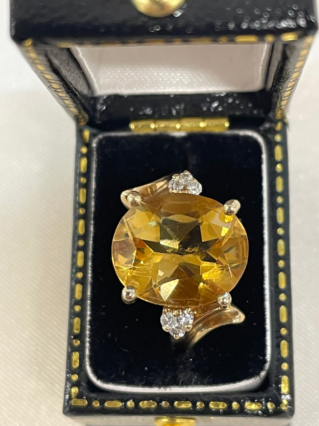 Citrine and Diamond Ring Set in 9ct Yellow Gold