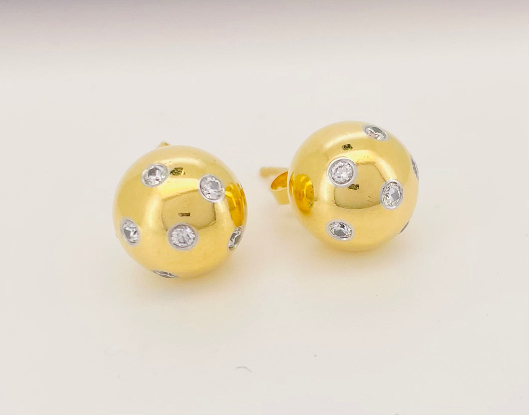 Tiffany & Co 18ct Gold & Diamond Etoile Ball Earrings