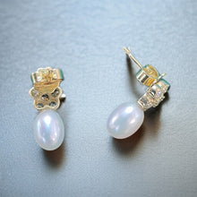 Load image into Gallery viewer, Sumptuous Pearl &amp; Diamond Earrings 18ct Yellow Gold
