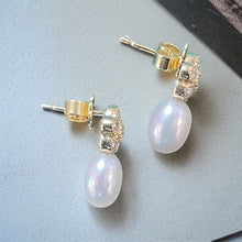 Load image into Gallery viewer, Sumptuous Pearl &amp; Diamond Earrings 18ct Yellow Gold
