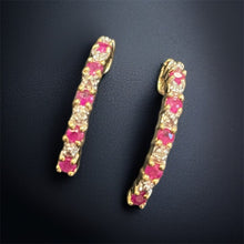 Load image into Gallery viewer, Ruby &amp; Diamond Hoops in 9ct Yellow Gold
