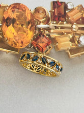 Load image into Gallery viewer, Full Eternity Blue Sapphire and Diamond Ring Set in 18ct Yellow Gold
