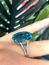 Load image into Gallery viewer, Tremendous 26ct Blue Topaz &amp; Diamond Ring
