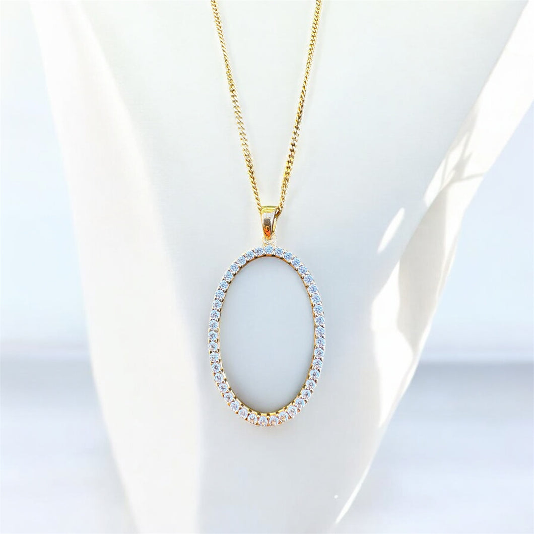 Oval Diamond Pendant and Chain