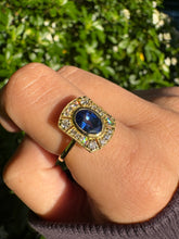 Load image into Gallery viewer, Blue Sapphire &amp; Diamond Ring in 18ct Yellow Gold
