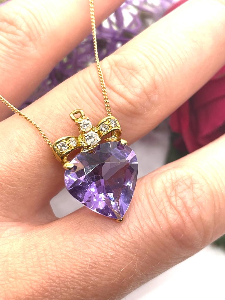 Amethyst Heart Necklace | 18KT Gold