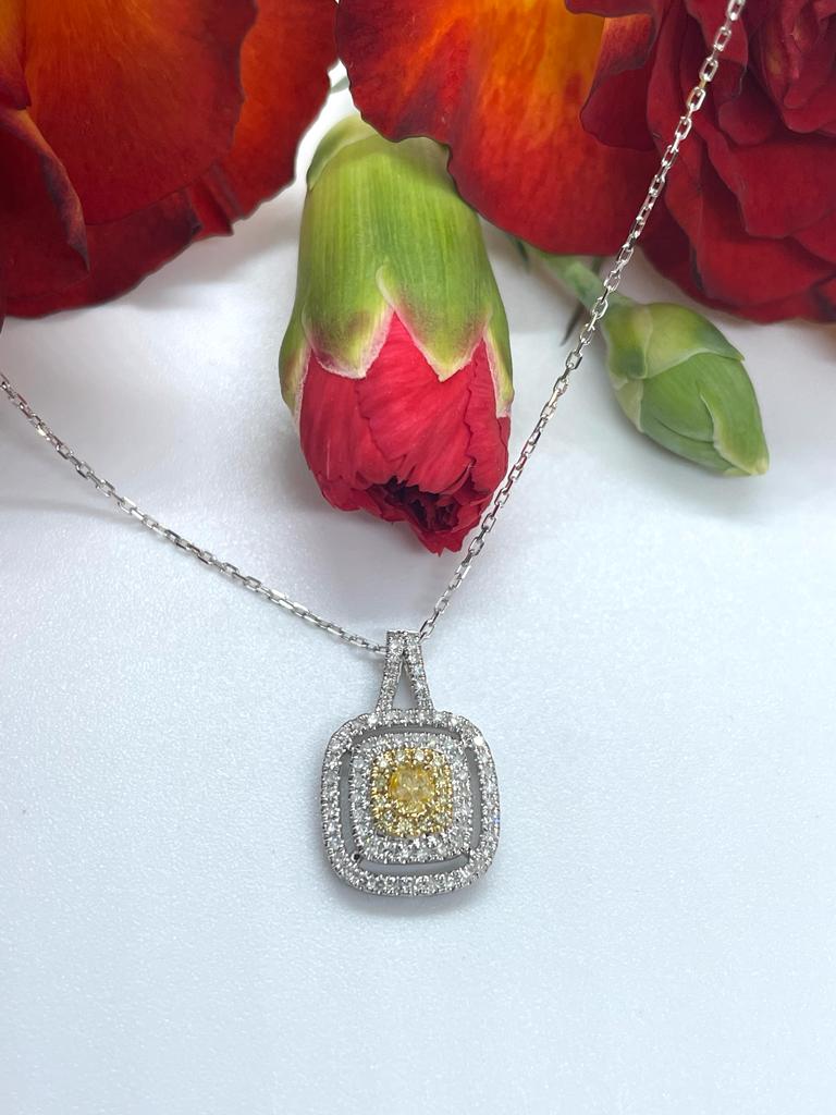 Stunning Yellow and white Diamond Pendant