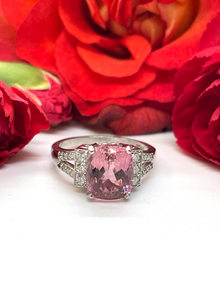 Vintage Pink outlet Tourmaline Engagement Ring Set Art Deco Pink Tourmaline Wedding Ring Set 2 Piece Bridal Anniversary Promise Ring Set For Women