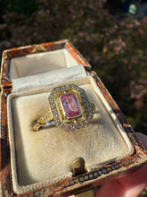 Load image into Gallery viewer, 18ct Yellow Gold Pink Sapphire &amp; Diamond Halo Ring
