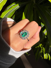 Load image into Gallery viewer, Platinum Emerald &amp; Diamond Cluster Ring
