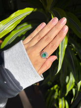 Load image into Gallery viewer, Platinum Emerald &amp; Diamond Cluster Ring
