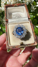 Load and play video in Gallery viewer, Blue Sapphire and Diamond Cluster Ring
