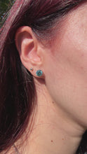 Load and play video in Gallery viewer, Blue Zircon &amp; Platinum Stud Earrings
