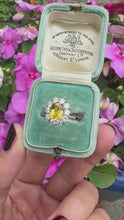Load and play video in Gallery viewer, 1.01ct Yellow Sapphire &amp; Diamond Cluster Ring in Platinum
