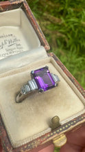 Load and play video in Gallery viewer, Vintage-Inspired Platinum Amethyst &amp; Diamond Ring
