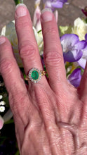 Load and play video in Gallery viewer, Oval Emerald Halo Ring in 18ct Yellow Gold
