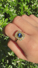 Load and play video in Gallery viewer, Blue Sapphire &amp; Diamond Ring in 18ct Yellow Gold
