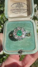 Load and play video in Gallery viewer, Emerald &amp; Diamond Cluster Ring in 18ct Gold
