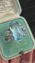 Load and play video in Gallery viewer, Vintage Aquamarine &amp; Diamond Ring in 18ct White Gold
