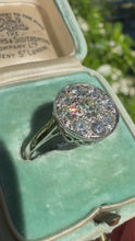 Load and play video in Gallery viewer, Vintage Platinum Diamond Cluster Ring
