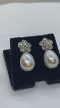 Load and play video in Gallery viewer, Pearl &amp; Diamond Drop Earrings
