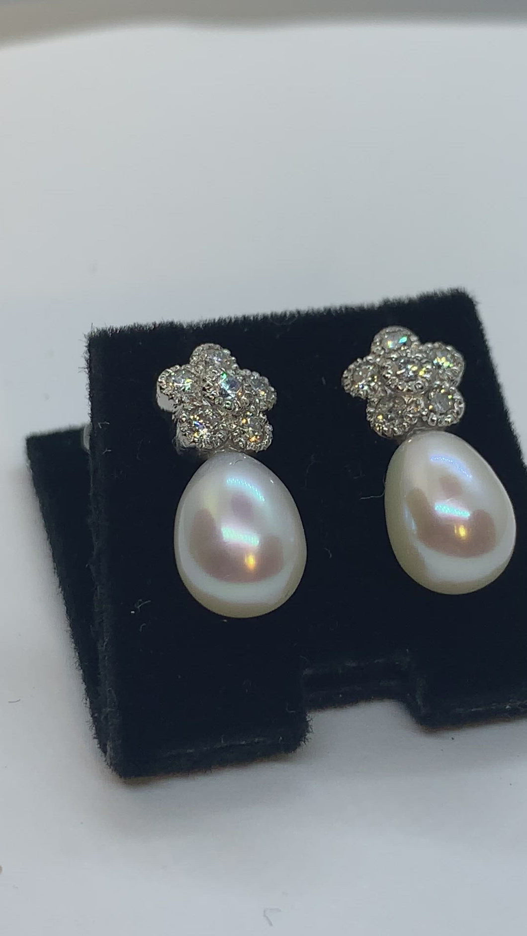 Pearl & Diamond Drop Earrings