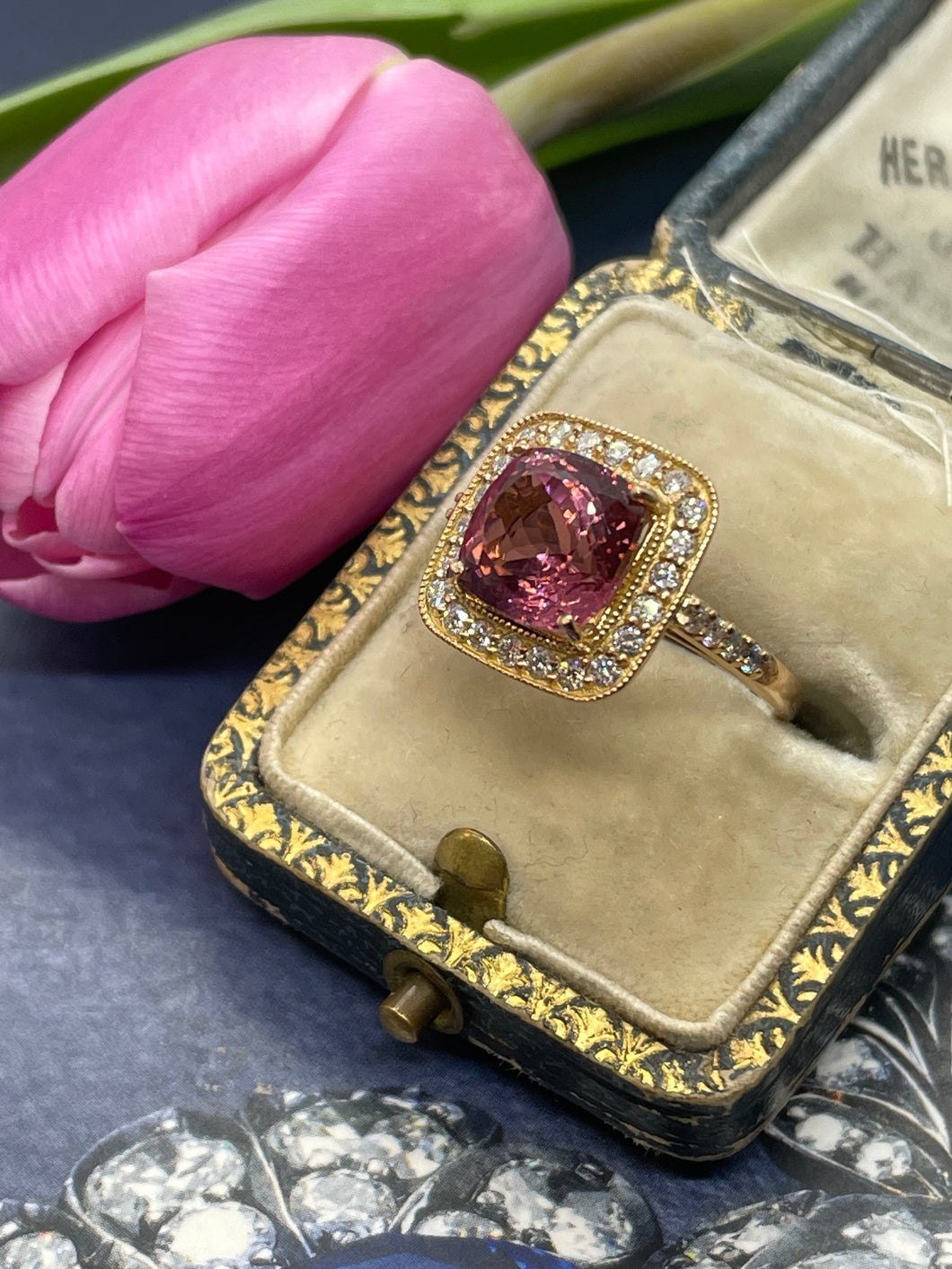 Pink tourmaline in rose gold