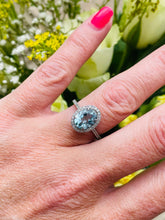 Load image into Gallery viewer, Stunning Aquamarine &amp; Diamond Ring in Platinum
