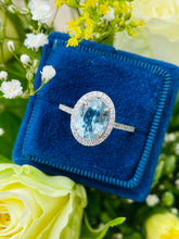 Load image into Gallery viewer, Stunning Aquamarine &amp; Diamond Ring in Platinum
