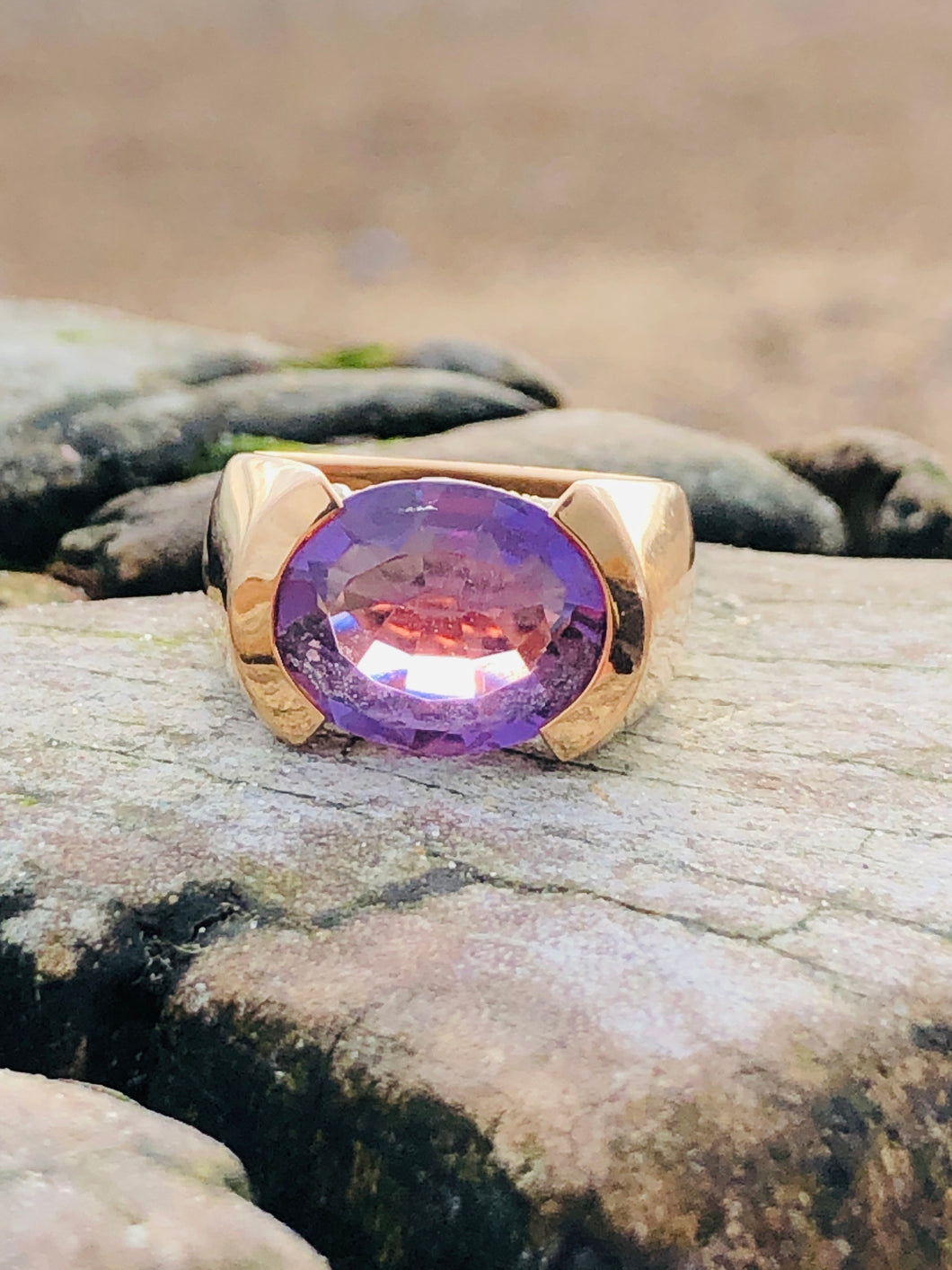 Contemporary French Amethyst and Diamond Ring