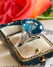 Load image into Gallery viewer, Tremendous 26ct Blue Topaz &amp; Diamond Ring
